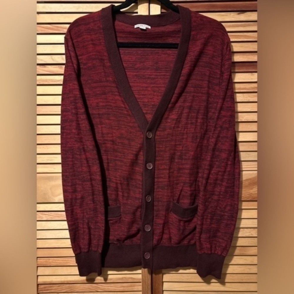 Merona, men’s, red, button up, sweater, 100% cotton, size medium